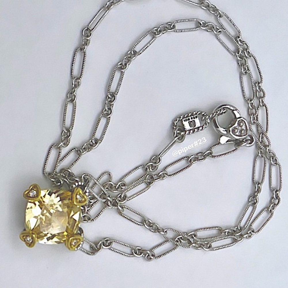 Judith Ripka Canary Crystal & Diamond JR TWO Linen Pendant Fancy-link Necklace - Picture 10 of 12